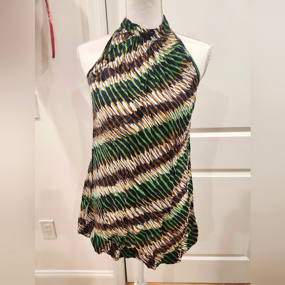 Indian cottons multicolored tropical green kurti blouse